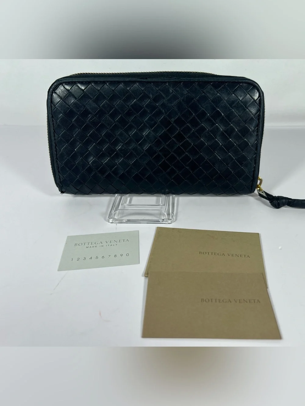 1259: Bottega Veneta Intrecciato Zip Around Leather Continental Wallet